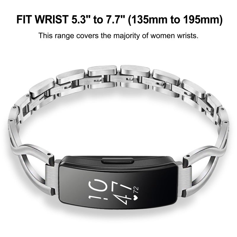 TRUMiRR Compatible Inspire/Inspire HR/Inspire 2/Inspire 3 Band Women, Solid Stainless Steel Watchband Jewelry Strap Feminine Cuff Bracelet for Fitbit Inspire 3 / Inspire 2 / Inspire HR Smart Watch - Image 3